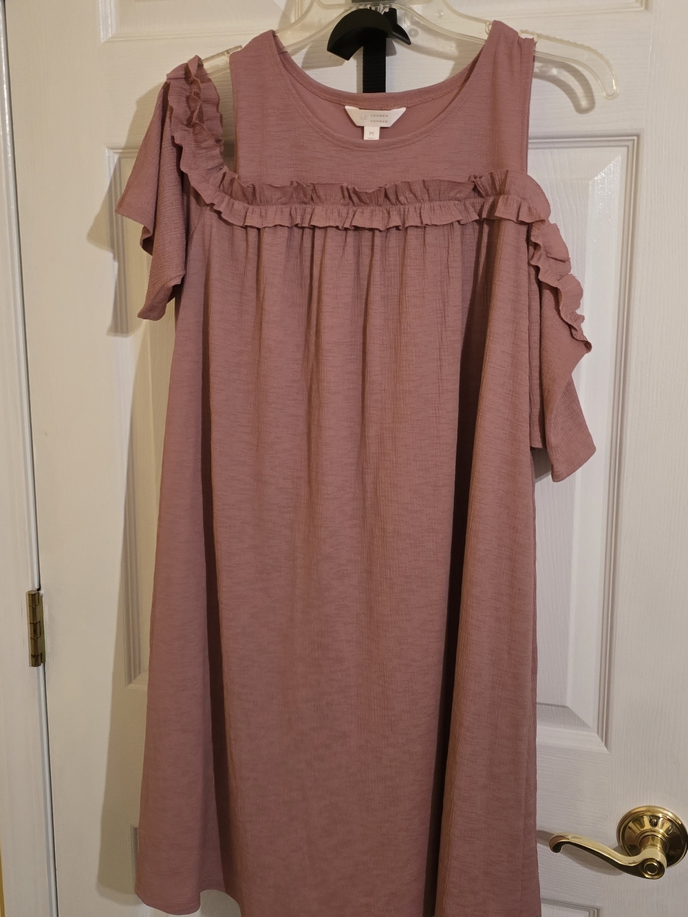 LC Lauren Conrad Mauve Ruffle Cold-Shoulder Dress